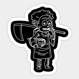 Child disguises himself as Grim Reaper Sticker